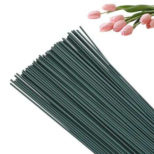 Scettar Vorgeschnittener Blumendraht, 2 mm x 30 cm, grün lackiert, für FloweR-Arrangierung, flexibler Draht, Blumenkränze, Blumen, Kunstblumen und Basteldraht, 100 Stück von Scettar