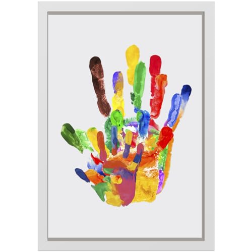 SchSin Set mit Handabdrücken in der Familie, Rahmen aus Holz, Souvenir, Handarbeit, ungiftige Farben, Geschenkbox, transparente Blätter (weiß) von SchSin