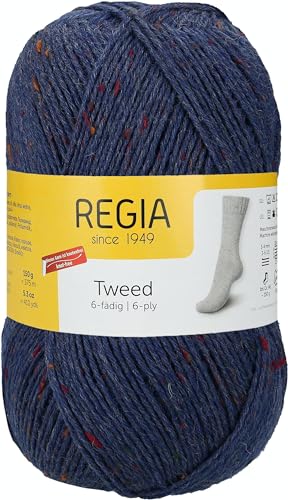 Schachenmayr Regia 6-Fädig Uni Tweed, 150G jeans Handstrickgarne von Regia