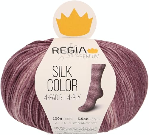 REGIA Premium Silk Color 9801634-00045 feige color Handstrickgarn, Sockengarn, 100g Knäuel von Regia