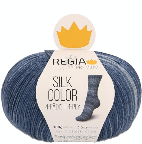 REGIA Premium Silk Color 9801634-00053 jeans color Handstrickgarn, Sockengarn, 100g Knäuel REGIA Premium Silk Color 9801634-00053 jeans color Handstrickgarn, Sockengarn, 100g Knäuel von Regia