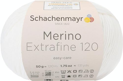 Schachenmayr Merino Extrafine 120 9807552-00101 weiß Handstrickgarn, Schurwolle von Schachenmayr since 1822