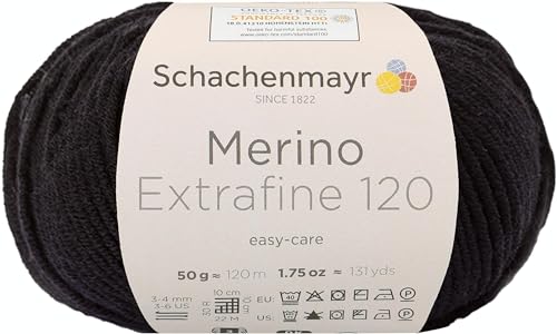 Schachenmayr Merino Extrafine 120 9807552-00199 schwarz Handstrickgarn, Schurwolle Schachenmayr Merino Extrafine 120 9807552-00199 schwarz Handstrickgarn, Schurwolle von Schachenmayr since 1822