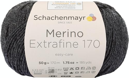 Schachenmayr Merino Extrafine 170, 50G anthrazit melier Handstrickgarne von Schachenmayr since 1822