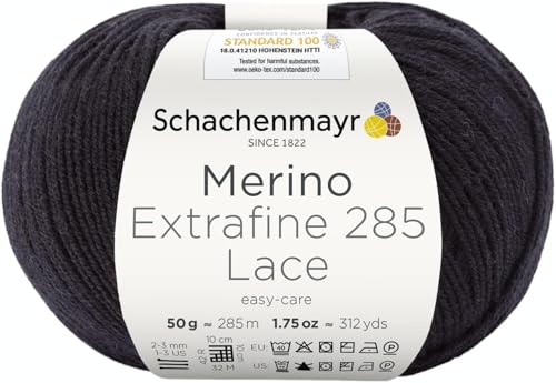 Schachenmayr Merino Extrafine 285 Lace, 50G schwarz Handstrickgarne von Schachenmayr since 1822