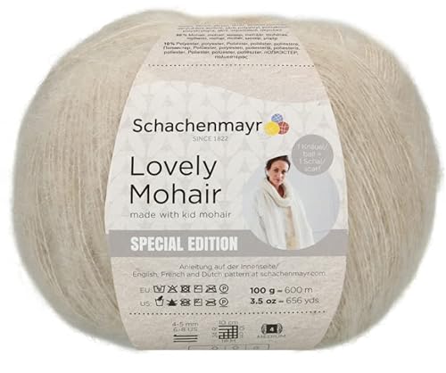 Schachenmayr Lovely Mohair, Mohairwolle Wolle mit Anleitung Strickanleitung für einen Schal (05 hanf) von Schachenmayr since 1822