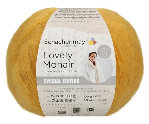 Schachenmayr Lovely Mohair, Mohairwolle Wolle mit Anleitung Strickanleitung für einen Schal (22 gold) von Schachenmayr since 1822