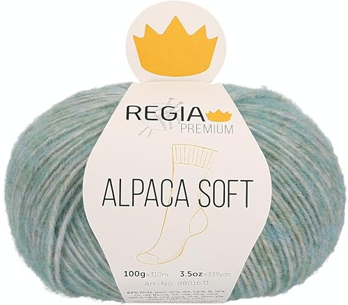 Schachenmayr Regia Premium Alpaca Soft, 100G mint meliert Handstrickgarne von Regia