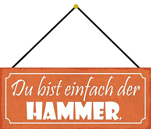 Schatzmix Hammer Metallschild 27x10cm Deko tin Sign mit Kordel Blechschild, Blech, Mehrfarbig, 27x10 cm von Schatzmix
