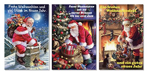 Schaulade 3 Weihnachtsmann Weihnachtskarten mit Umschlag Set. Doppelkarten Klappkarten mit Briefumschlag. Weihnachtspostkarten Nostalgie Weihnachten Karte Postkarte Schaulade 3 Weihnachtsmann Weihnachtskarten mit Umschlag Set. Doppelkarten Klappkarten mit Briefumschlag. Weihnachtspostkarten Nostalgie Weihnachten Karte Postkarte von Schaulade