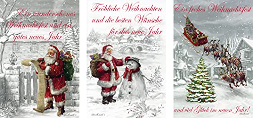 Schaulade 3 Weihnachtsmann Weihnachtskarten mit Umschlag Set. Doppelkarten Klappkarten mit Briefumschlag. Weihnachtspostkarten Nostalgie Weihnachten Karte Postkarte Schaulade 3 Weihnachtsmann Weihnachtskarten mit Umschlag Set. Doppelkarten Klappkarten mit Briefumschlag. Weihnachtspostkarten Nostalgie Weihnachten Karte Postkarte von Schaulade