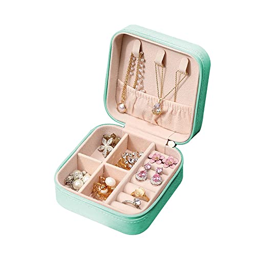 Schdosn Schmuckschatulle für Damen und Mädchen, Mini Tragbare Schmuckaufbewahrungsbox für Ringe, Ohrringe (Blau) von Schdosn