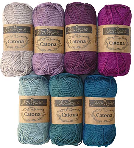 Häkelgarn Set Häkelwolle Baumwolle Scheepjes Catona #2 berry | 350g Baumwollgarn zum Häkeln und Stricken | 100% Baumwolle von Scheepjes / theofeel