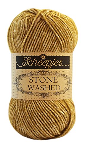 Scheepjes Stone washed (832) Enstatite, Wolle braun, weiches Baumwollmischgarn zum Stricken und Häkeln von Scheepjes Stone Washed