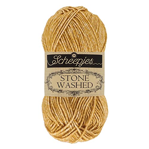 Scheepjes 1664-2 Stone Washed Garn, Baumwolle Mischung Wolle Acryl, 809 Yellow Jasper, 10x50g, 10 Count von Scheepjes