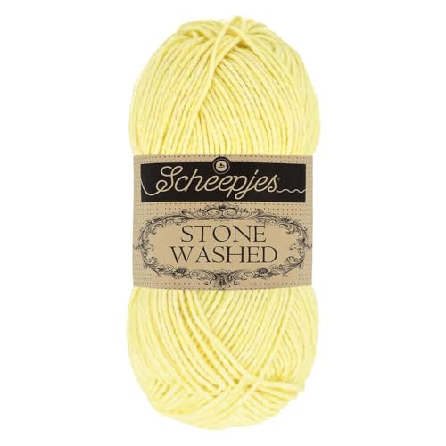 Scheepjes 1664-817 Stone Washed Baumwolle Garn, 78% 22% Acryl, 817 Citrine, 1x50g von Scheepjes