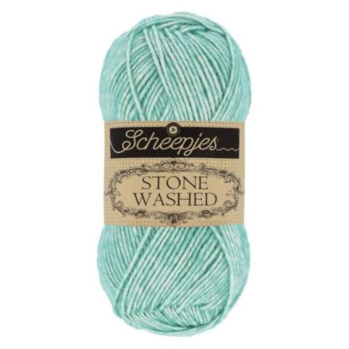 Scheepjes 1664-828 Stone Washed Baumwolle Garn, 78% 22% Acryl, 828 Larimar, 1x50g von Scheepjes