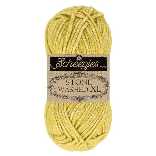 Scheepjes 1665-852 Stone Washed XL Baumwolle Garn, 852 Lemon Quartz, 1x50g von Scheepjes