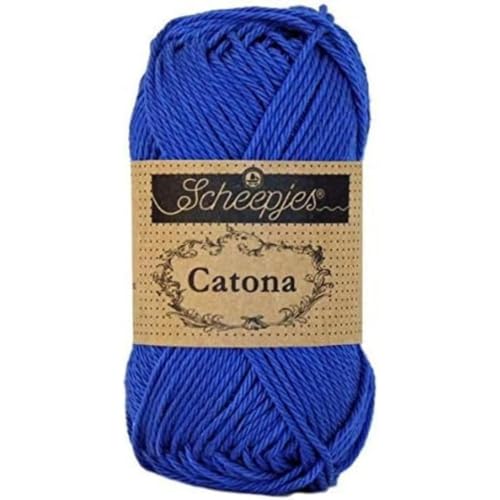 Scheepjes 1677-201 Catona Baumwolle Garn, 201 Electric Blue, 1x25g von Scheepjes