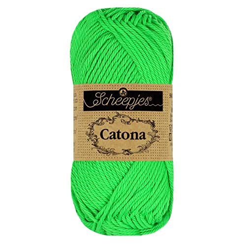 Scheepjes 1677-602 Catona Baumwolle Garn, 602 Neon Green, 1x25g von Scheepjes