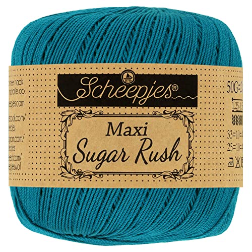Scheepjes 1694-2 Maxi Sugar Rush Baumwolle Garn, 100% merzerisierte, 400 Petron Blue, 10x50g, 10 Count von Scheepjes