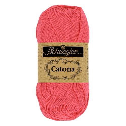 Scheepjes Catona Baumwollgarn pink uni einfarbig, reine Baumwolle zum stricken und häkeln | 100% Baumwolle | 50g 125m (256 Cornelia Rose) von Scheepjes