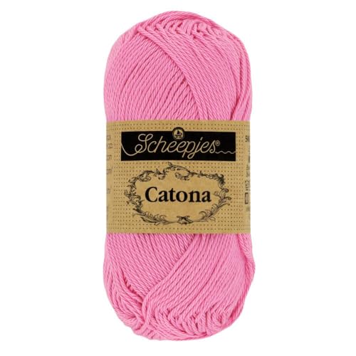 Scheepjes Catona Baumwollgarn rosa pink uni einfarbig, reine Baumwolle zum stricken und häkeln | 100% Baumwolle | 50g 125m (519 Freesia) von Scheepjes