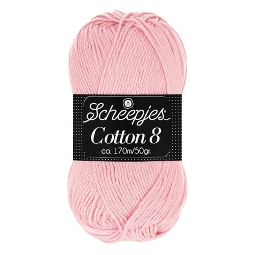Scheepjes Cotton 8 Baumwollgarn rosa | Häkelwolle reine Baumwolle zum Stricken und Häkeln | 100% Baumwolle | 50g ~170m für Nadelstärke 3 mm (649) von Scheepjes