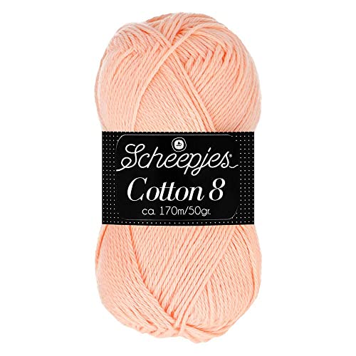 Scheepjes Cotton 8 Baumwollgarn apricot | Häkelwolle reine Baumwolle zum Stricken und Häkeln | 100% Baumwolle | 50g ~170m für Nadelstärke 3 mm (715) von Scheepjes