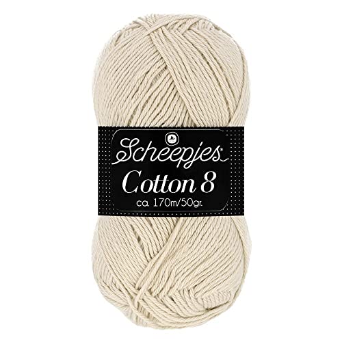 Scheepjes Cotton 8 Baumwollgarn beige | Häkelwolle reine Baumwolle zum Stricken und Häkeln | 100% Baumwolle | 50g ~170m für Nadelstärke 3 mm (656) von Scheepjes