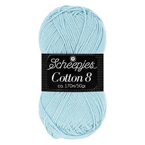Scheepjes Cotton 8 Baumwollgarn blass blau | Häkelwolle reine Baumwolle zum Stricken und Häkeln | 100% Baumwolle | 50g ~170m für Nadelstärke 3 mm (652) von Scheepjes