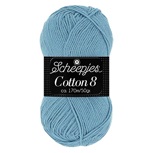 Scheepjes Cotton 8 Baumwollgarn blau jeans | Häkelwolle reine Baumwolle zum Stricken und Häkeln | 100% Baumwolle | 50g ~170m für Nadelstärke 3 mm (711) von Scheepjes