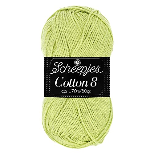 Scheepjes Cotton 8 Baumwollgarn grün lime | Häkelwolle reine Baumwolle zum Stricken und Häkeln | 100% Baumwolle | 50g ~170m für Nadelstärke 3 mm (642) von Scheepjes