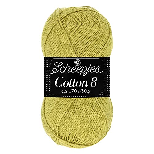 Scheepjes Cotton 8 Baumwollgarn grün pistazie | Häkelwolle reine Baumwolle zum Stricken und Häkeln | 100% Baumwolle | 50g ~170m für Nadelstärke 3 mm (669) von Scheepjes