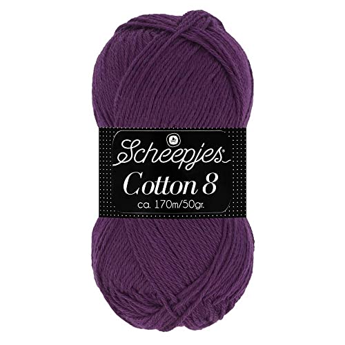 Scheepjes Cotton 8 Baumwollgarn lila | Häkelwolle reine Baumwolle zum Stricken und Häkeln | 100% Baumwolle | 50g ~170m für Nadelstärke 3 mm (721) von Scheepjes