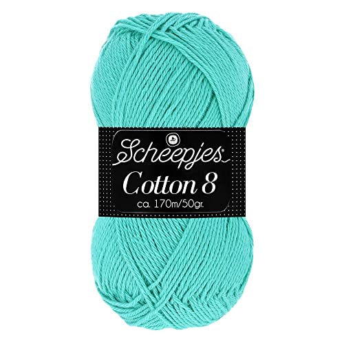 Scheepjes Cotton 8 Baumwollgarn mint türkis | Häkelwolle reine Baumwolle zum Stricken und Häkeln | 100% Baumwolle | 50g ~170m für Nadelstärke 3 mm (665) von Scheepjes