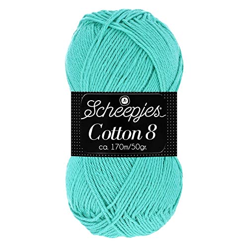 Scheepjes Cotton 8 Baumwollgarn mint türkis | Häkelwolle reine Baumwolle zum Stricken und Häkeln | 100% Baumwolle | 50g ~170m für Nadelstärke 3 mm (665) von Scheepjes