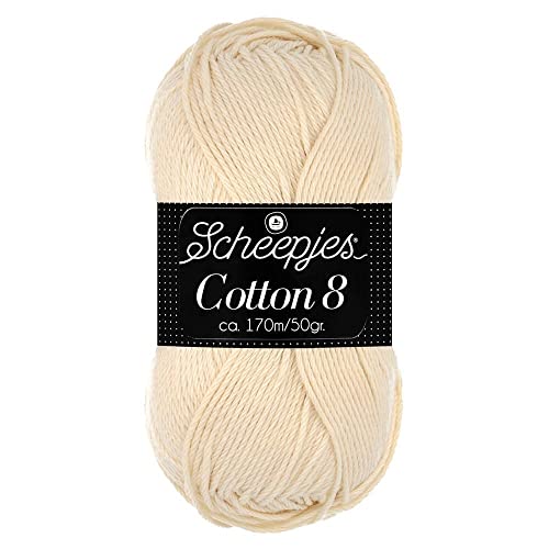Scheepjes Cotton 8 Baumwollgarn natur | Häkelwolle reine Baumwolle zum Stricken und Häkeln | 100% Baumwolle | 50g ~170m für Nadelstärke 3 mm (501) von Scheepjes