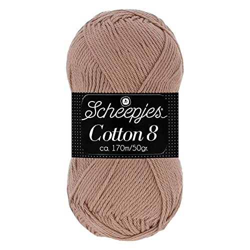 Scheepjes Cotton 8 Baumwollgarn nougat braun | Häkelwolle reine Baumwolle zum Stricken und Häkeln | 100% Baumwolle | 50g ~170m für Nadelstärke 3 mm (659) von Scheepjes