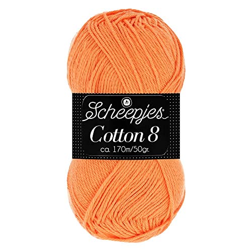 Scheepjes Cotton 8 Baumwollgarn orange hell | Häkelwolle reine Baumwolle zum Stricken und Häkeln | 100% Baumwolle | 50g ~170m für Nadelstärke 3 mm (639) von Scheepjes