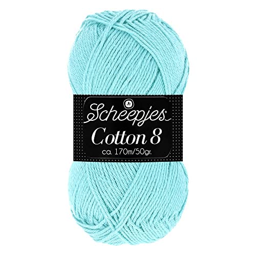 Scheepjes Cotton 8 Baumwollgarn pastell mint | Häkelwolle reine Baumwolle zum Stricken und Häkeln | 100% Baumwolle | 50g ~170m für Nadelstärke 3 mm (663) von Scheepjes