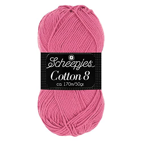 Scheepjes Cotton 8 Baumwollgarn pink | Häkelwolle reine Baumwolle zum Stricken und Häkeln | 100% Baumwolle | 50g ~170m für Nadelstärke 3 mm (653) von Scheepjes