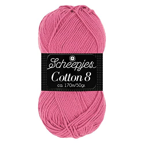 Scheepjes Cotton 8 Baumwollgarn pink | Häkelwolle reine Baumwolle zum Stricken und Häkeln | 100% Baumwolle | 50g ~170m für Nadelstärke 3 mm (653) von Scheepjes