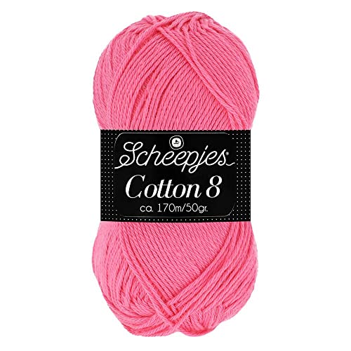 Scheepjes Cotton 8 Baumwollgarn pink | Häkelwolle reine Baumwolle zum Stricken und Häkeln | 100% Baumwolle | 50g ~170m für Nadelstärke 3 mm (719) von Scheepjes