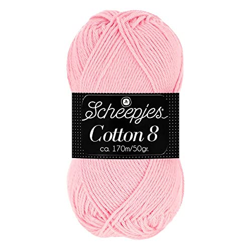 Scheepjes Cotton 8 Baumwollgarn rosa | Häkelwolle reine Baumwolle zum Stricken und Häkeln | 100% Baumwolle | 50g ~170m für Nadelstärke 3 mm (654) von Scheepjes