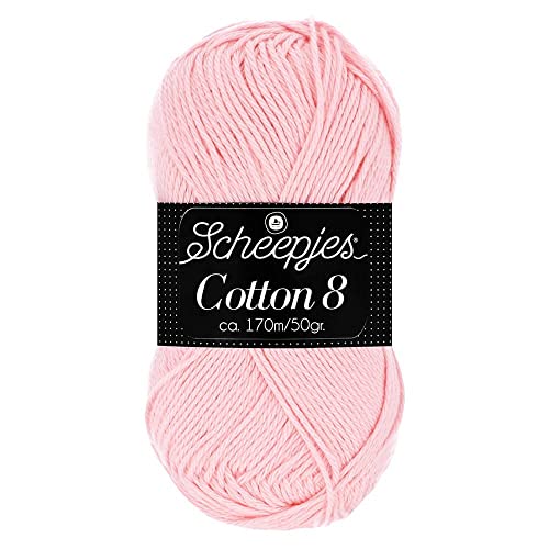 Scheepjes Cotton 8 Baumwollgarn rosa | Häkelwolle reine Baumwolle zum Stricken und Häkeln | 100% Baumwolle | 50g ~170m für Nadelstärke 3 mm (718) von Scheepjes