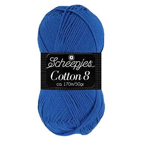 Scheepjes Cotton 8 Baumwollgarn royal blau | Häkelwolle reine Baumwolle zum Stricken und Häkeln | 100% Baumwolle | 50g ~170m für Nadelstärke 3 mm (519) von Scheepjes