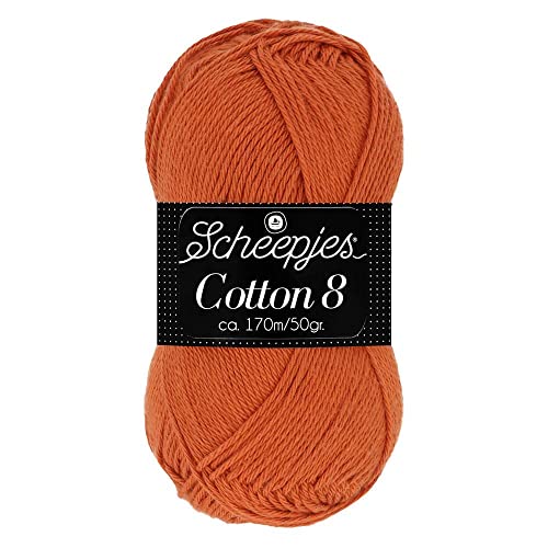 Scheepjes Cotton 8 Baumwollgarn terracotta | Häkelwolle reine Baumwolle zum Stricken und Häkeln | 50g ~170m für Nadelstärke 3 mm (671) von Scheepjes