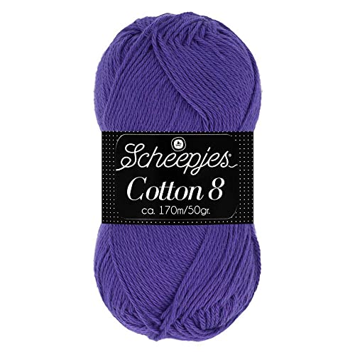 Scheepjes Cotton 8 Baumwollgarn violett | Häkelwolle reine Baumwolle zum Stricken und Häkeln | 100% Baumwolle | 50g ~170m für Nadelstärke 3 mm (661) von Scheepjes