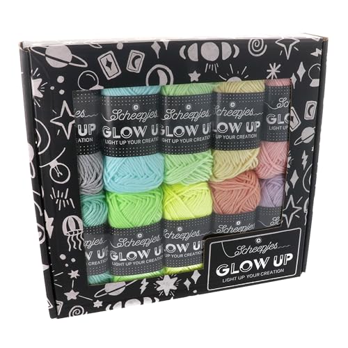 Scheepjes Glow Up Fingering Weight Garn, Polyester, für Strick- oder Häkelprojekte, mehrfarbig, 10 x 25 g von Scheepjes